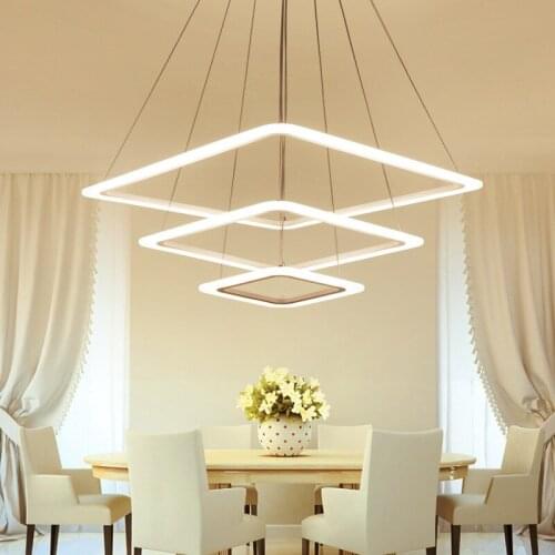 Modern Acrylic Square LED Chandelier Fixture Business Hall Cafe Bar Restaurant Lighting Living room bedroom study lamp