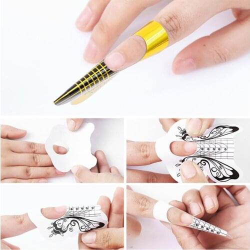 UV Gel Nail Building Manicure Nail Builder Mold Nail Forms Extension DIY French Nail Acrylic French Curve Tray Paper