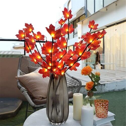 Maple Leaf Branch Lights 73cm 20 LED Thanksgiving Decoration Lighted Twig Branches Maple Leaf Table Lights for Thanksgiving