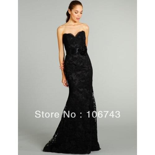 Vestido De Festa Longo free Shipping Sexy Brides Custom Backless handmade black lace bridal gown mother of the bride dresses