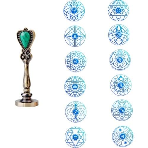 Vintage wax seal stamp scepter handle constellation seal DIY Scrapbooking wedding invitation card stamp seal craft decoration