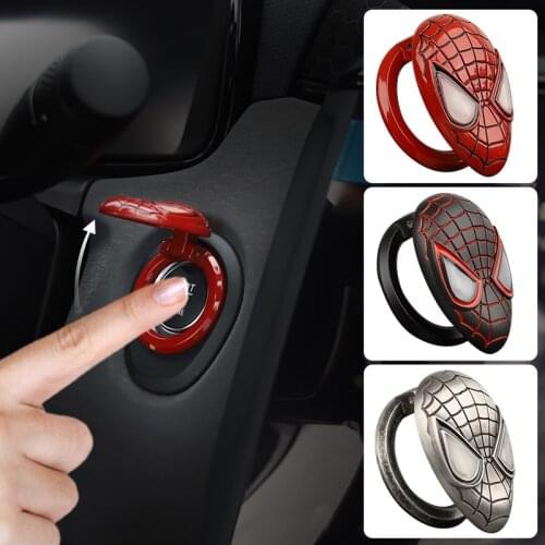 Marve Car Interior Modification Spiderman Start Button Protection Cover Engine Ignition Device Stickers Car Accessories