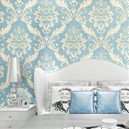 Beibehang Green 3D non-woven wallpaper Damascus European aristocracy wallpaper home improvement hotel TV background wall