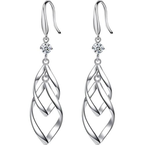 S925 Silver Earring Cute Spiral Love Openwork Tassel Drop Earring For Women Wedding Gift Lady Girl Fashion Jewelry