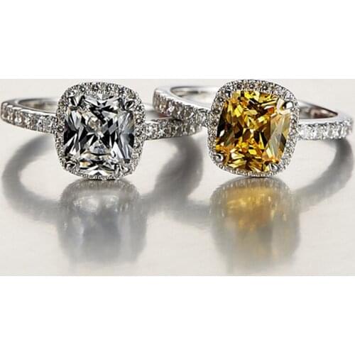 Unique Yellow White Carat Diamond Real S925 Sterling Silver Rings for Women Luxury Dazzling Exquisite Jewelry Engagement Wedding