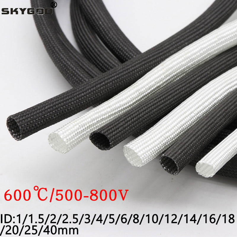 ID 1mm ~ 40mm Fiberglass Tube 600 Deg.C High Temperature Chemical Glass Fiber Braided Sleeve Soft Wire Pipe Protector White