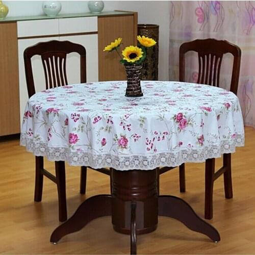 1Pcs Hot Sale PVC Pastoral Round Table Cloth Waterproof Oilproof Non Wash Plastic Pad Plus Velvet Anti Hot Coffee Tablecloth