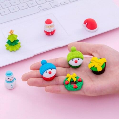 10packs/lot Cartoon Santa Snowman Christmas Eraser funny students' gift Prize kidss Puzzle Toy office school Stationery