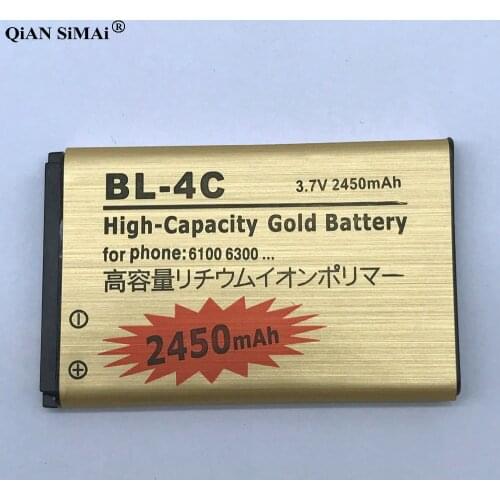 New 2450mAh BL-4C Gold battery For Nokia 1202 1265 1325 1506 1661 1706 2220s 2228 6100 6300 2220 6100 6300 6136 6102i phone