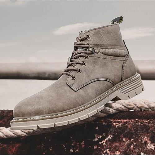 2020 Mens Motorcycle Boots Work Boots Fashion Lace-up Martin Boots Outdoor Non-slip Wear-resistant Large Size Mens Boots39-47