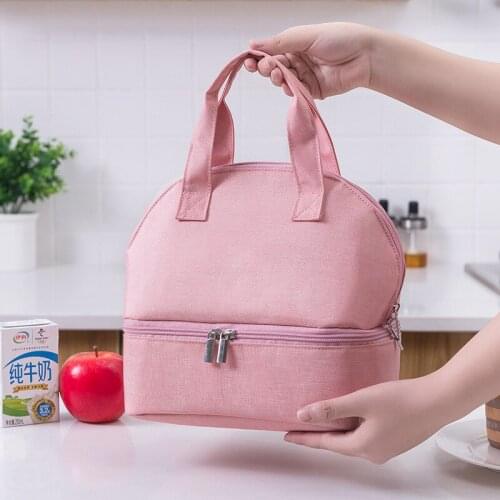 2020 Food Fresh Keep Girls Cooler Bags Portable Zipper Thermal Insulated Lunch Bags For Women Kids Convenient Lunch Box Tote Bag