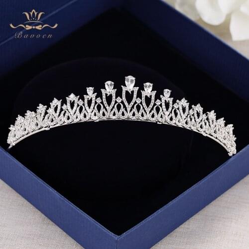 Bavoen Fashion Brides European Tiara Hairbands Evening Zircon Crystal Hair Accessories Wedding Hair Jewelry High Quality