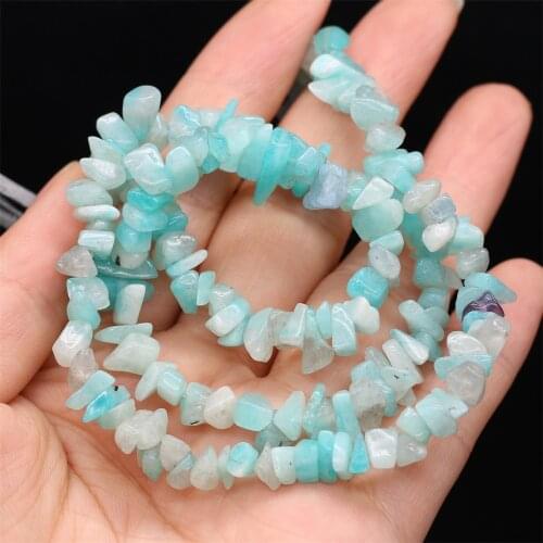 Fine Natural Stone Gravel Beads Irregular Freeform Chips Beads Aquamarine for Jewelry Making Necklace Bracelet For Women