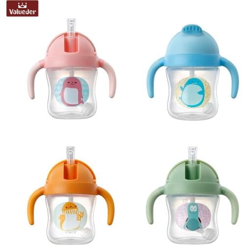 VALUEDER Baby Water Bottle Hot-Sale PP 180ml Non-Spill Straw Cup with Cute Penguin Shape