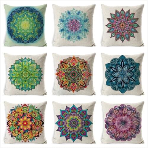 Mandala Cushion Cover Cover Christmas Decoration Mandala Printed Pillow Cases Car Chair Bedroom Sofa Decora Pillowcase 45*45cm