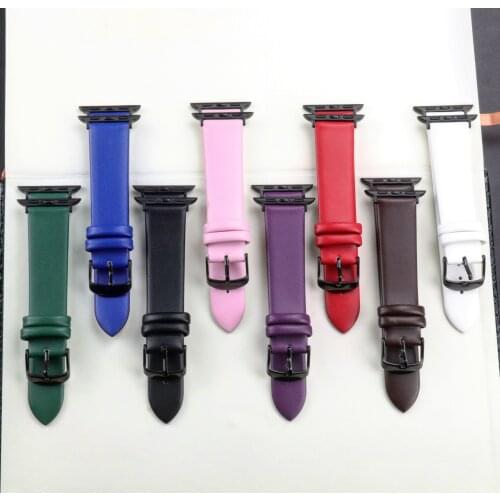 Black buckle Watch Band for Apple Watch leather Strap Loop Strap Replacement 38 40mm 42 44 mm for iwatch series 5/4/3/2/1