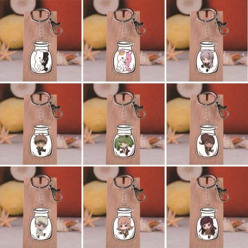 Danganronpa Monokuma Naegi Makoto Kirigiri Kyouko Monomi Character Keychain Cosplay Acrylic Key Chain Pendant Keyring Prop