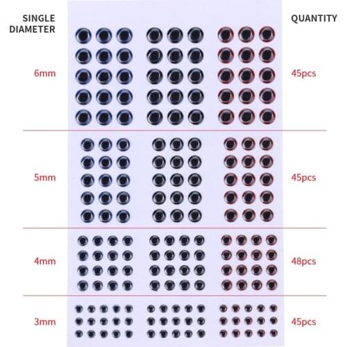 HENGJIA 193pcs/lot 3D Fishing Lure Eyes 3mm 4mm 5mm 6mm 3D Fishing Lure Eyes