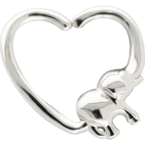 JHJT 1PC 20G Cartilage Earrings Hoop Heart Shape Septum Nose Rings Piercing Body Jewelry