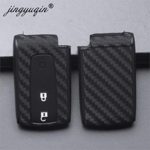 Jingyuqin For Toyota Prius Crown Avensis Verso Carbon Silicone Fiber Car Key Fob Cover Set Key Case Car Styling 2/3 Buttons