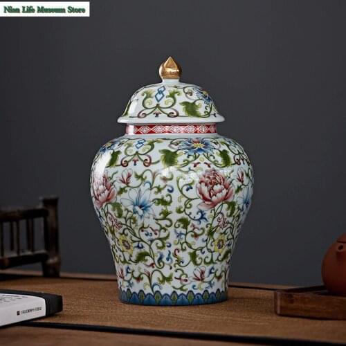 Classical Enamel General Ceramic Tea Caddy Household Large Airtight Tea Container Gift Box Candy Storage Cans Holiday Gifts