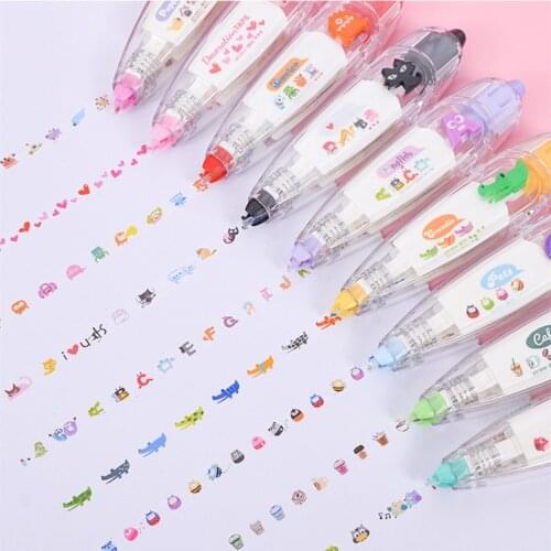 Kawaii Cartoon Animal Press Type Decorative Correction Tape Scrapbook Adhesive Stickers School Stationery Kids Birthday Gift