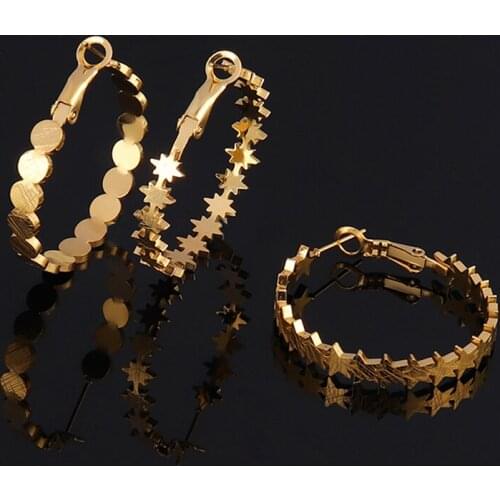 Circle Earrings Hoop Earring Stainless Steel Earring Geometric Drop Statement Earring Round Star Heart Earring For Women Jewelry