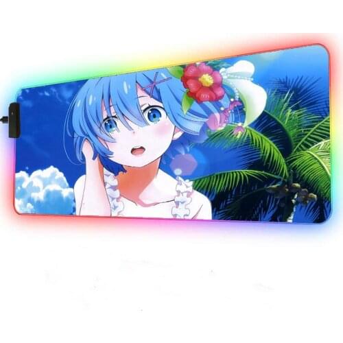 Mairuige Animation Mouse Pad Cute Girl Pattern RGB Gaming Mousepad LED Luminous Color Lighting Wireless Gaming Desk Mousepad XXL