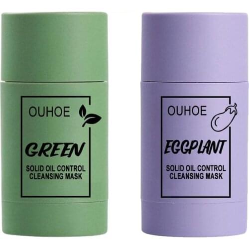 Green Tea Mask Stick Oil Control Eggplant Acne Deep Cleaning Mask Skin Care Moisturizing Remove Blackhead Fine Pores Mud Mask