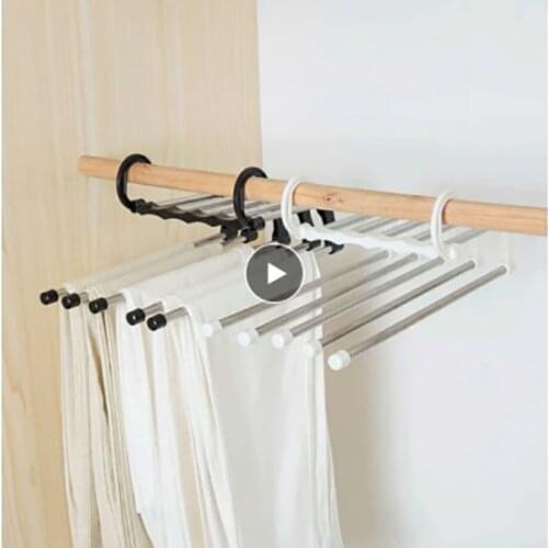 Multifunction Stainless Steel Pants Racks Hanger 5 In 1 Trouser Storage Adjustable Wardrobe Storage Household Coat Organization