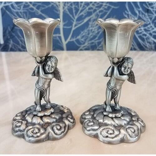 Moro Candle Holder Stand Candelabra Metal Candlestick Classic Candle Holder Dinner Decor Angel Wedding Decoration Set of 2 XX