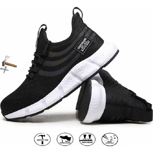 Male Work Safety Boots Indestructible Work Shoes Steel Toe Cap Safety Shoes AIR Mesh Sneakers Male Light Comfort Men Boots