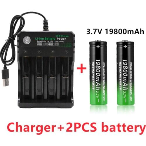 100% New 3.7V 19800mAh 18650 battery rechargeable liion battery for Led flashlight battery 18650 battery Wholesale + charger