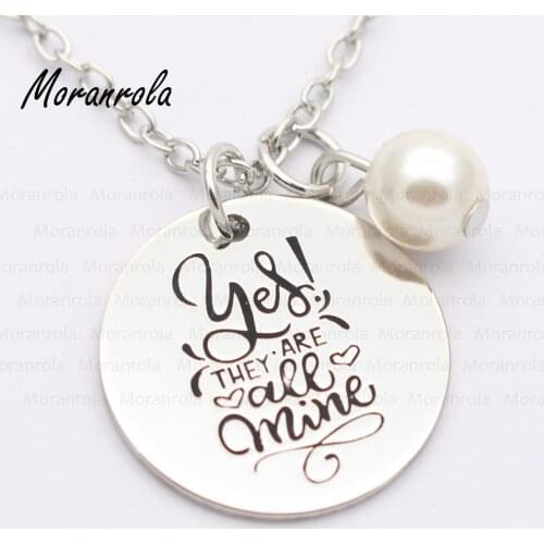 New arried "Yes! they are all mine "Copper necklace, mom life necklace &Keychain, Mothers day Jewelry Gift for mom Family charm