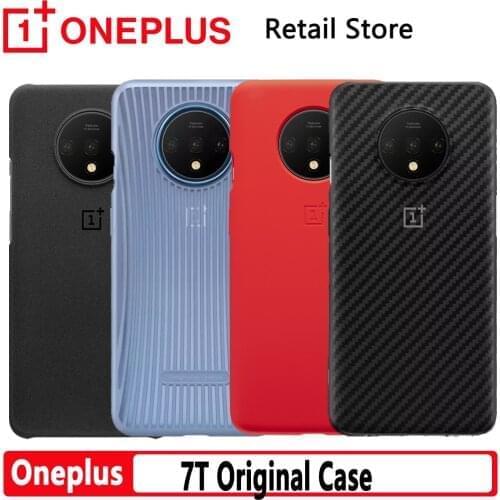 Official Original OnePlus 7T Bumper Case Karbon sandstone Black Silicone Red Shell Housing Cover Box for One Plus OP 1+ 7T