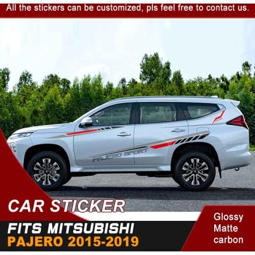 Fit For MITSUBISHI PAJERO Sport 2015 2016 2017 2018 2019 Car Decals Side Body Racing Stripe 3 Colours Graphic Vinyl Car Sticker