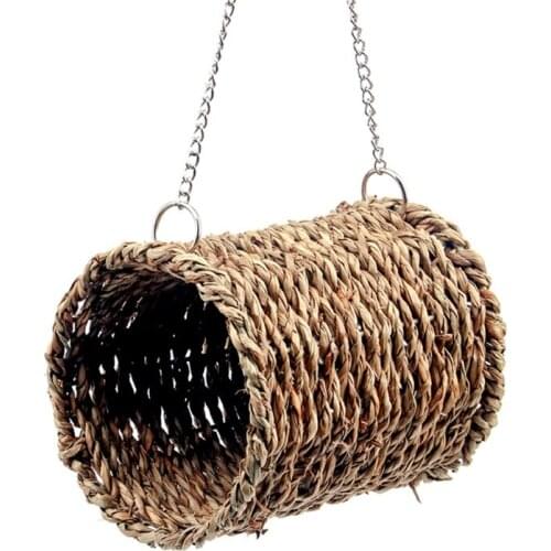 Bird Nest Bed Grass Tunnel Hammock Hanging Pet Cage Ornament Decoration