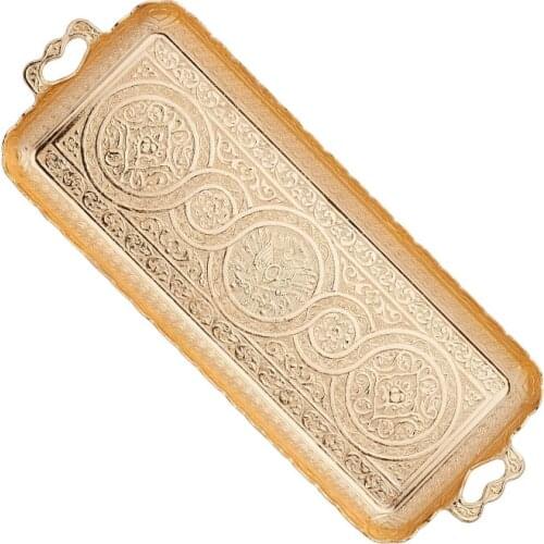 Tea Coffee Serving Trays Unique Oriental Ottoman Style Kitchen Decorative The Ethnic Pattern Made in Turkey 12.5×5.5″ (31×14 cm)