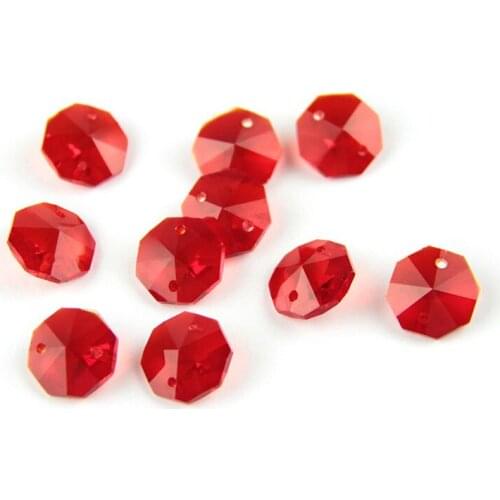 Two Holes Glass Octagon Beads 1000pcs/Lot 14mm Many Colors Feng Shui Chandelier Pendant Hanging Crystal Curtains