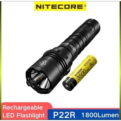 NITECORE P22R Tactical Flashlight Super Bright 1800 lumens 3 User Modes Rechargeable Power Display With 3500mAh Battery