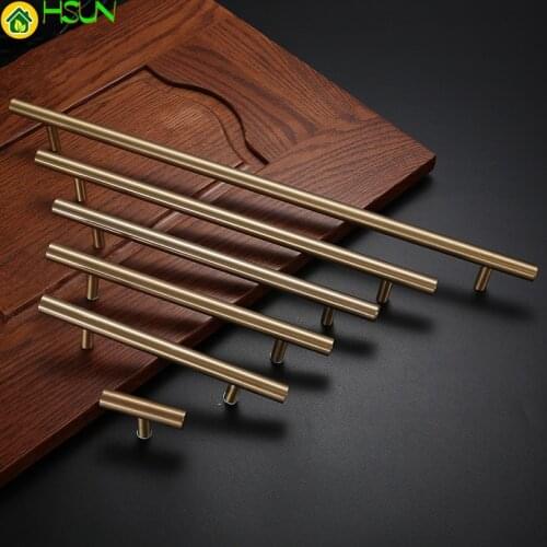 Solid Brass Furniture Handle Kitchen Handles Gold Brushed Cabinet Handles Drawer Pulls Copper Furniture Hardware