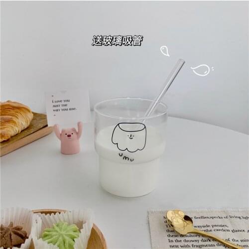 Unique Drinking Creative Glass Cup Nordic Heat Resistant Cute Milk Cup Korea Style Borosilicate Copas De Vino Drinkware EF50GC