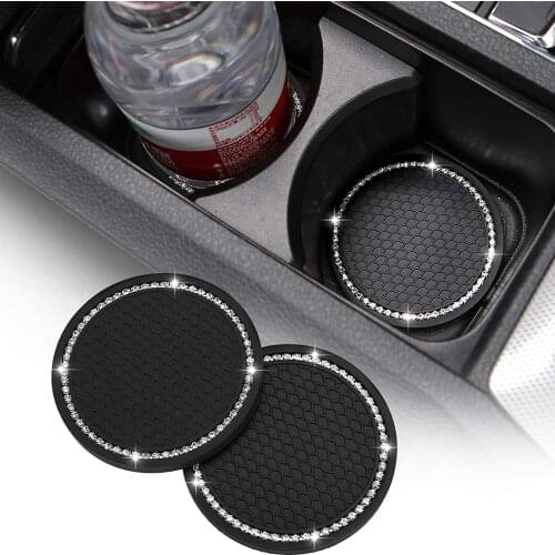 Universal Vehicle Cup Holder Insert Coaster Car Interior Accessories Silicone Anti Slip Crystal Rhinestone Auto Coaster