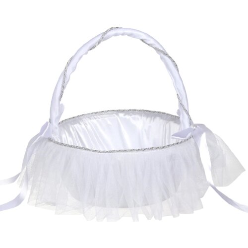 Western-style Wedding Supplies Portable Wedding Flower Baskets White Hand-woven Lace Bridal Flower Baskets
