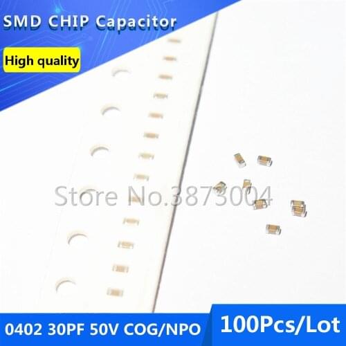 100pcs 0402 30PF 50V COG/NPO 5% Thick Film Chip Multilayer Ceramic Capacitor