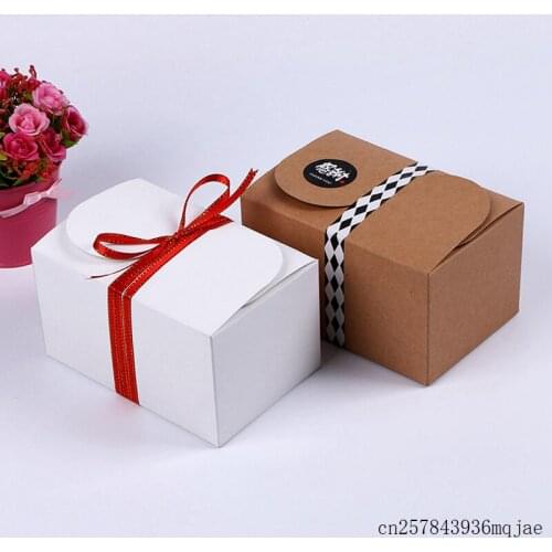100 Pcs Kraft Paper Boxes Party Gift Packing Box Mooncake Chocolate Packaging Boxes Baking Food Carton Box Cookies Gift Boxes