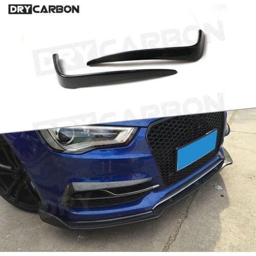 2 PCS/Set Carbon Fiber Front Foglamp Eyelids Frame Trims Strips for Audi A3 S3 Sedan 2013-2016 Bumper Foglight Decoration FRP