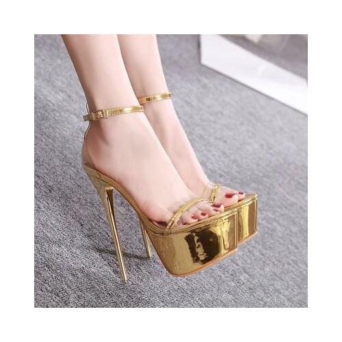 2019 Womens Sandals Fashion Nightclub Open Toe Stiletto Shoes Summer High Heel 17.5CMThick Bottom Elegant Banquet Shoes Sandals