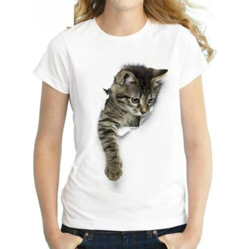 2021 trendy Harajuku 3D cat pattern T-shirt mens casual O-neck short-sleeved T-shirt cheap casual wear