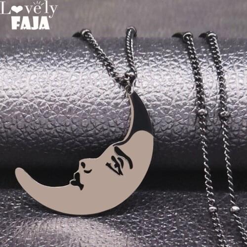 2021 Fashion Witchcraft Moon Stainless Steel Statement Necklace for Women/Men Black Color Necklace Jewelry colgantes N20123